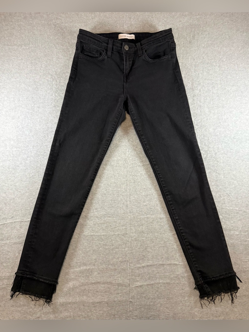 Flying Monkey Women's Black Skinny Jeans with Frayed Hem